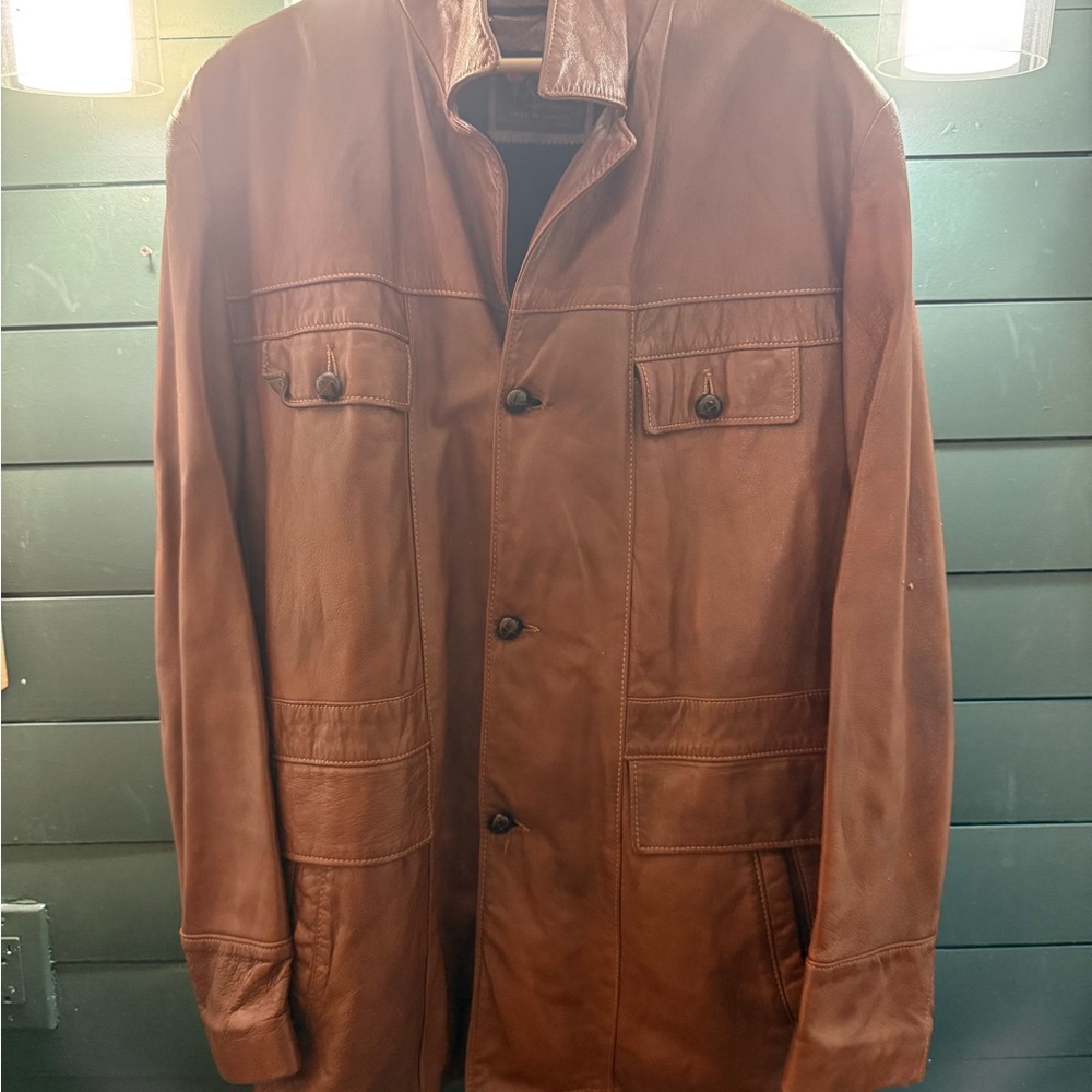 Reed 🇺🇸 Made in USA Brown Leather Field Chore Casual Jacket w/ Liner Men’s L/XL